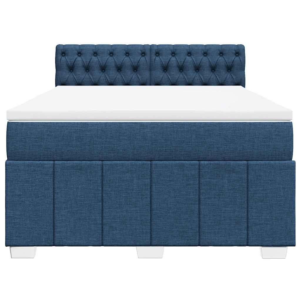 Sommier à lattes de lit avec matelas Bleu 140x190 cm Tissu - XIOS