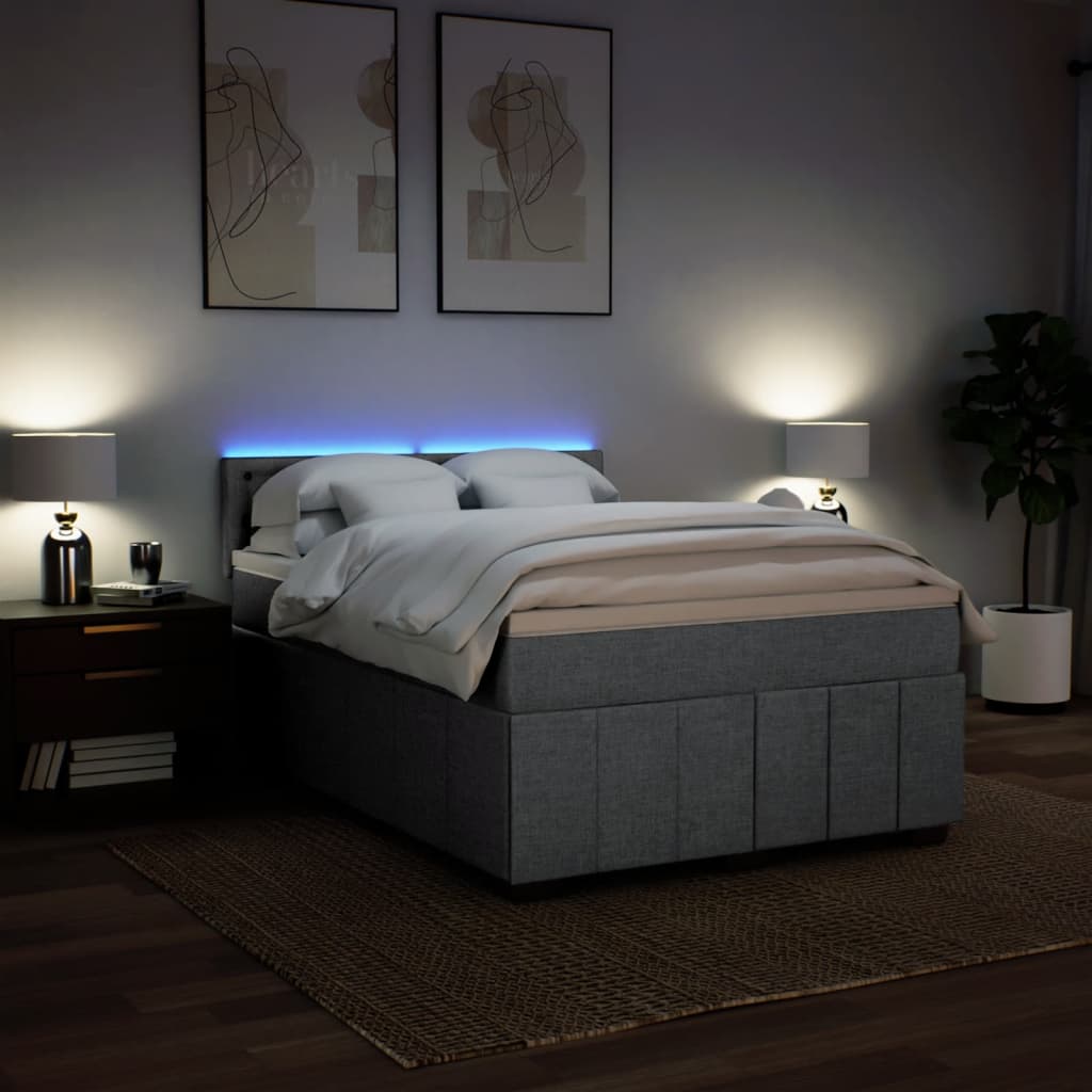 Sommier à lattes de lit avec matelas Gris clair 140x190cm Tissu - XIOS