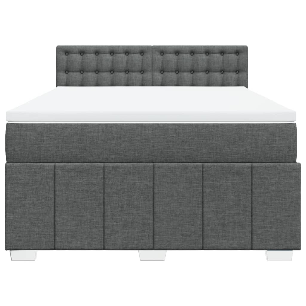 Sommier à lattes de lit avec matelas Gris foncé 140x190cm Tissu - XIOS