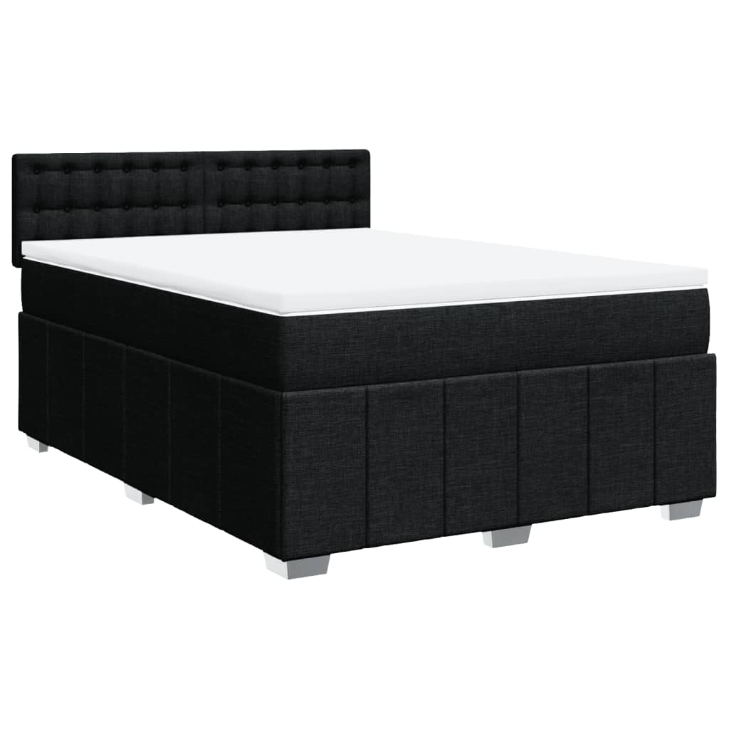 Sommier à lattes de lit avec matelas Noir 140x190 cm Tissu - XIOS