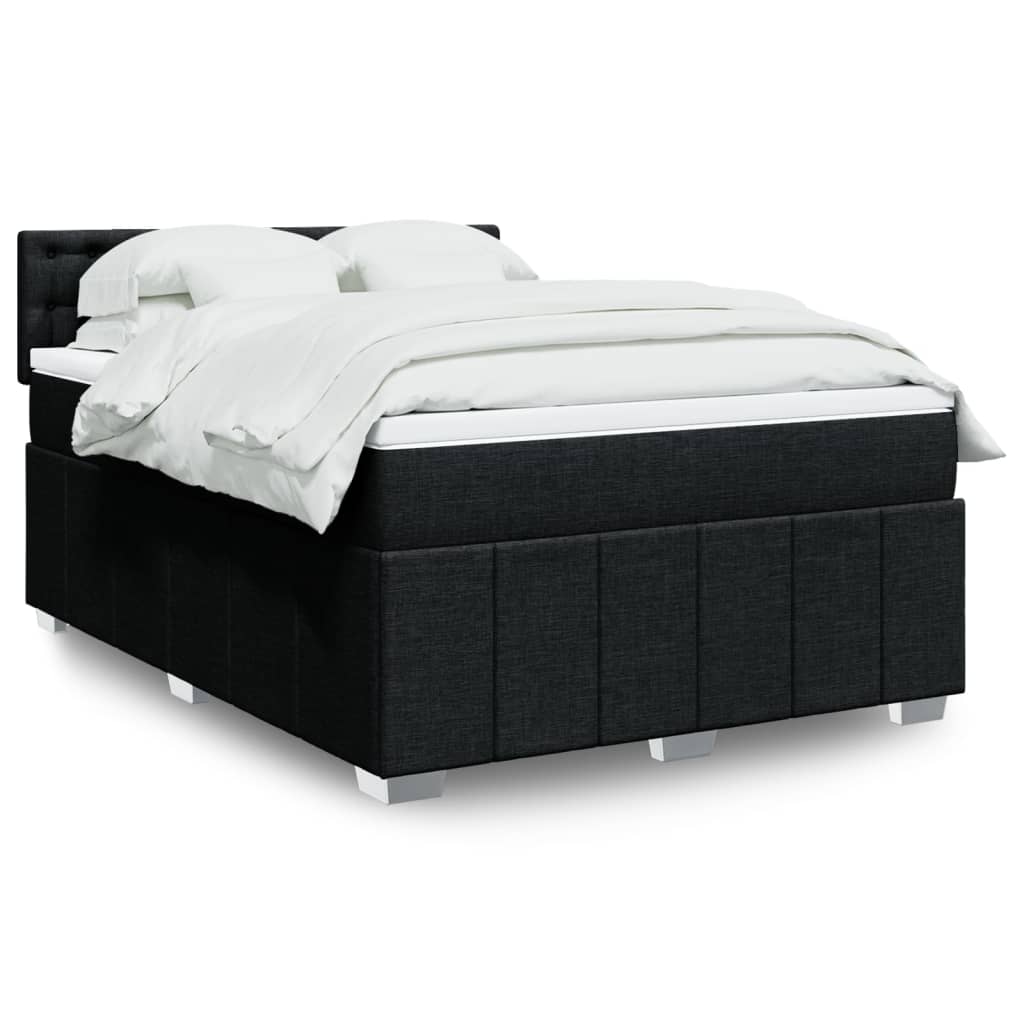 Sommier à lattes de lit avec matelas Noir 140x190 cm Tissu - XIOS