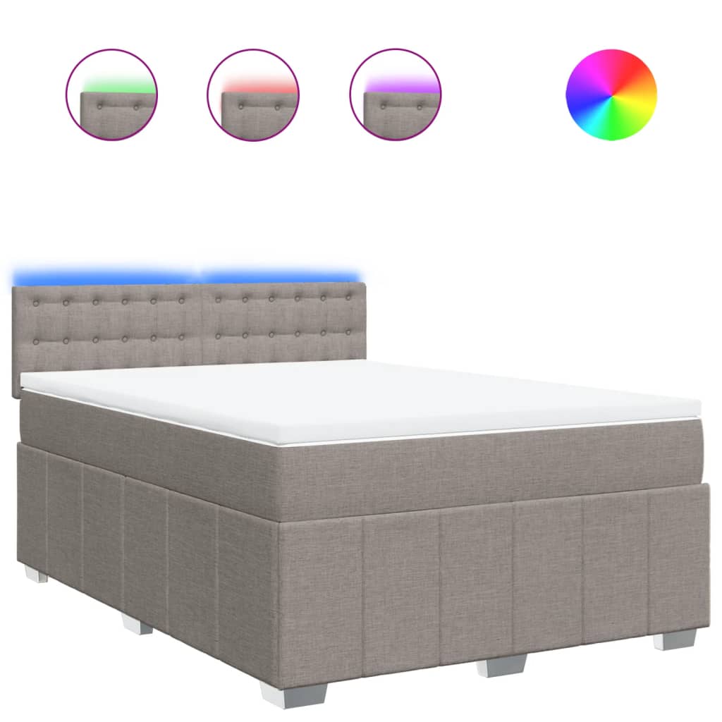 Sommier à lattes de lit avec matelas Taupe 140x190 cm Tissu - XIOS