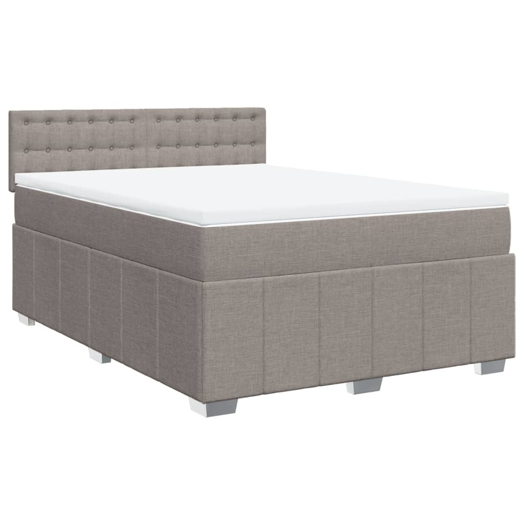 Sommier à lattes de lit avec matelas Taupe 140x190 cm Tissu - XIOS
