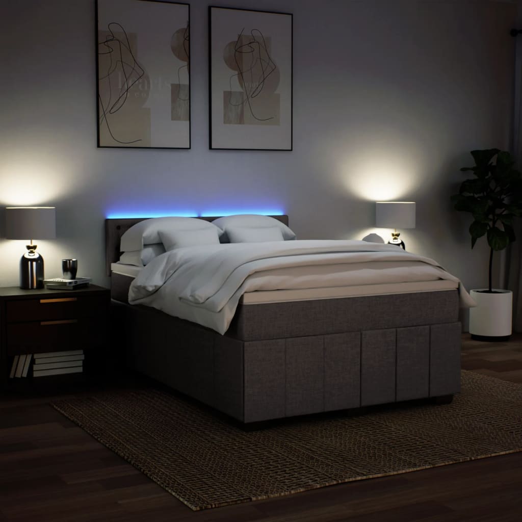 Sommier à lattes de lit avec matelas Taupe 140x190 cm Tissu - XIOS
