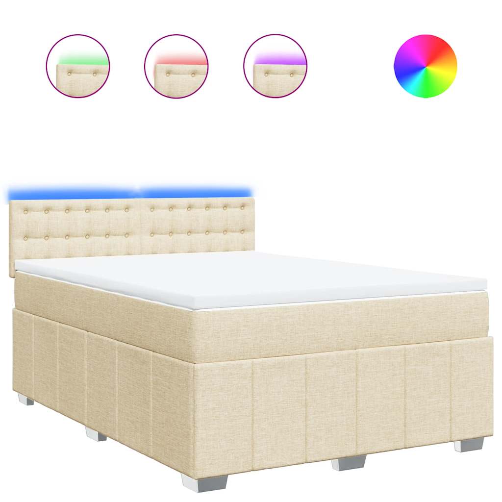 Sommier à lattes de lit avec matelas Crème 140x190 cm Tissu - XIOS