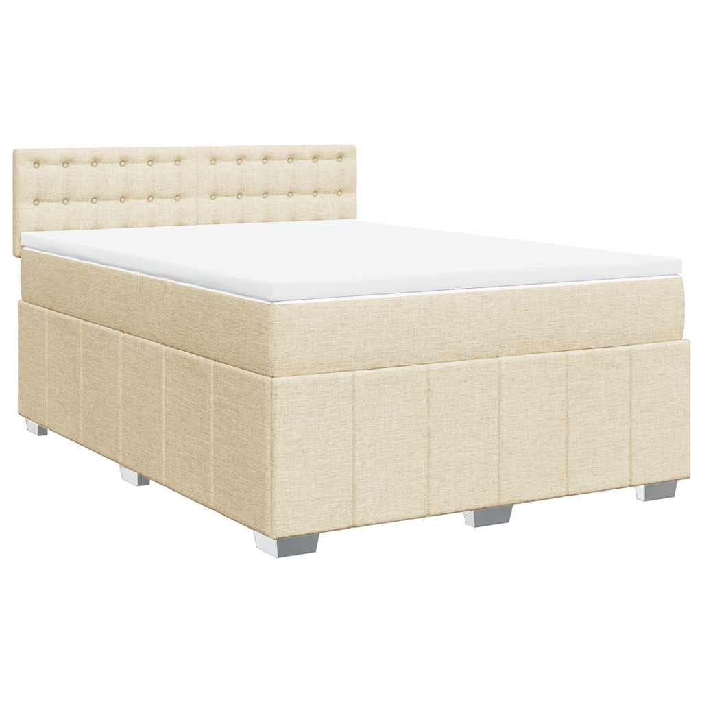 Sommier à lattes de lit avec matelas Crème 140x190 cm Tissu - XIOS