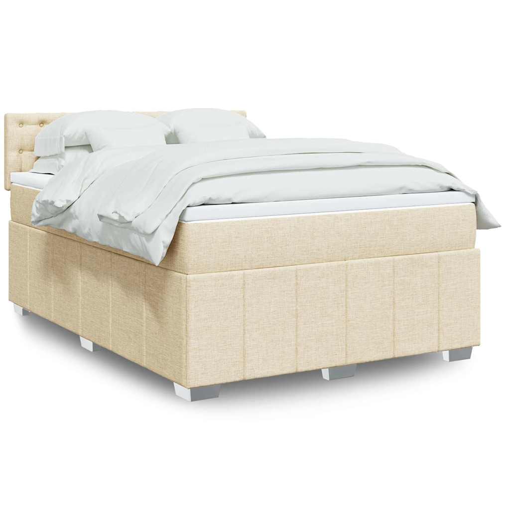 Sommier à lattes de lit avec matelas Crème 140x190 cm Tissu - XIOS