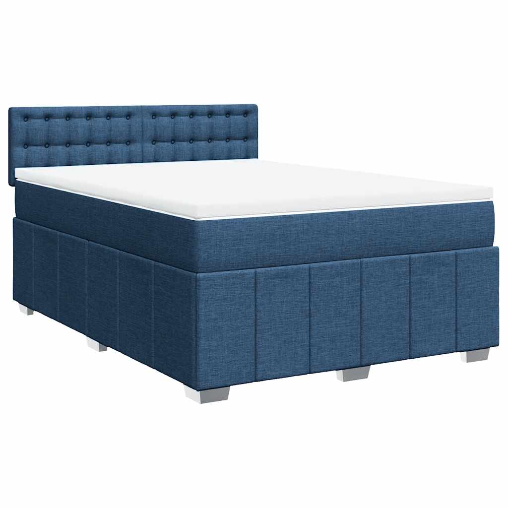 Sommier à lattes de lit avec matelas Bleu 140x190 cm Tissu - XIOS