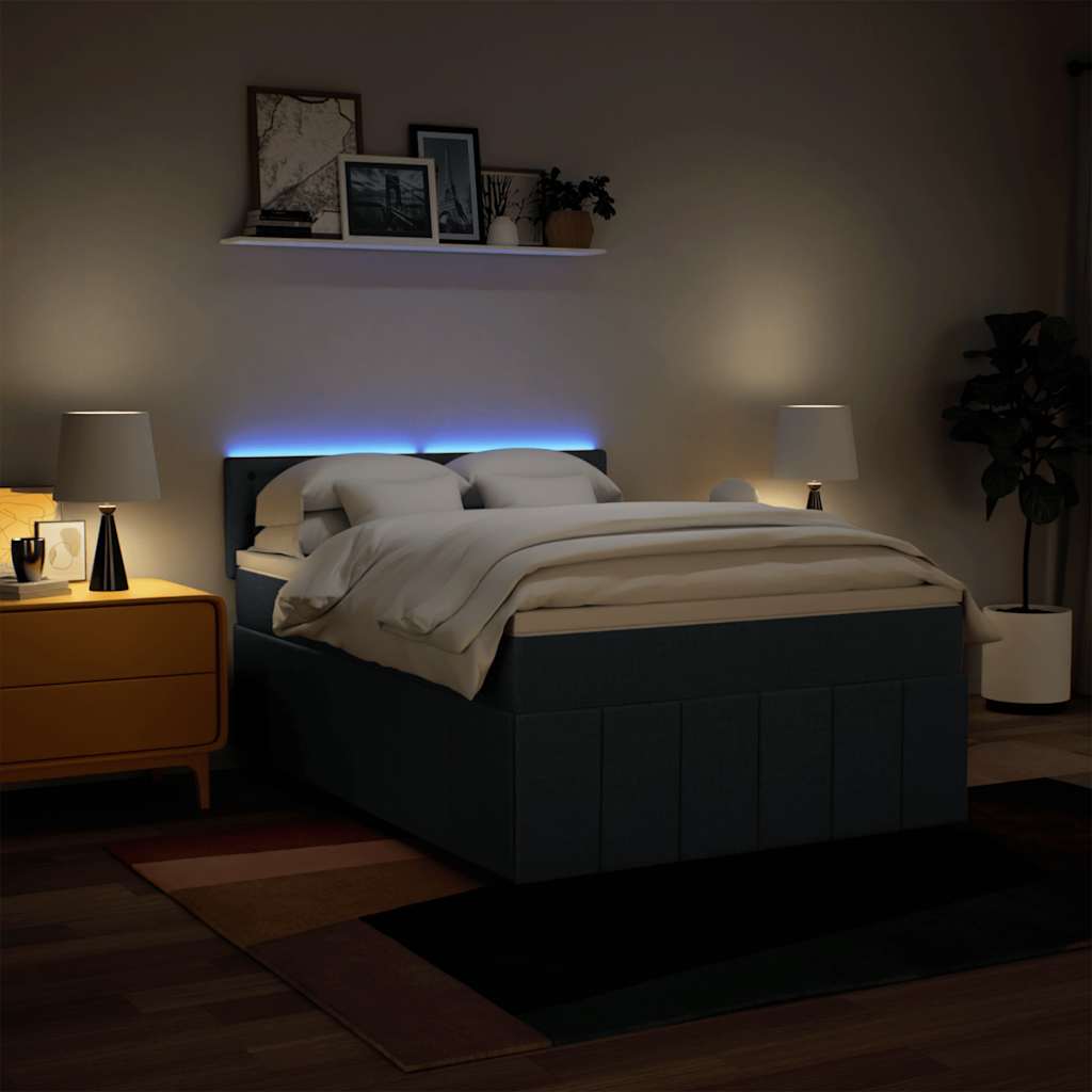 Sommier à lattes de lit avec matelas Bleu 140x190 cm Tissu - XIOS