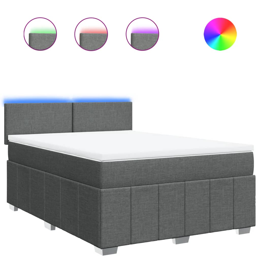 Sommier à lattes de lit avec matelas Gris foncé 140x200cm Tissu - XIOS