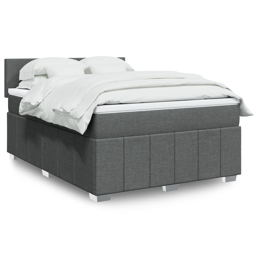 Sommier à lattes de lit avec matelas Gris foncé 140x200cm Tissu - XIOS