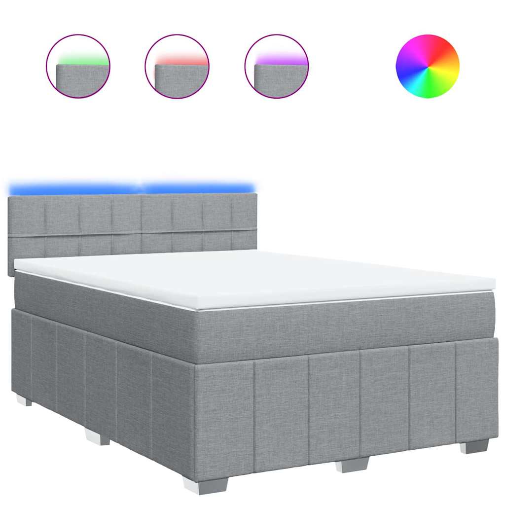 Sommier à lattes de lit avec matelas Gris clair 140x200cm Tissu - XIOS