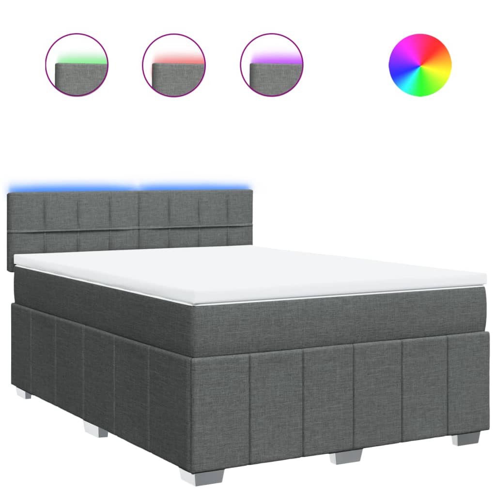 Sommier à lattes de lit avec matelas Gris foncé 140x200cm Tissu - XIOS