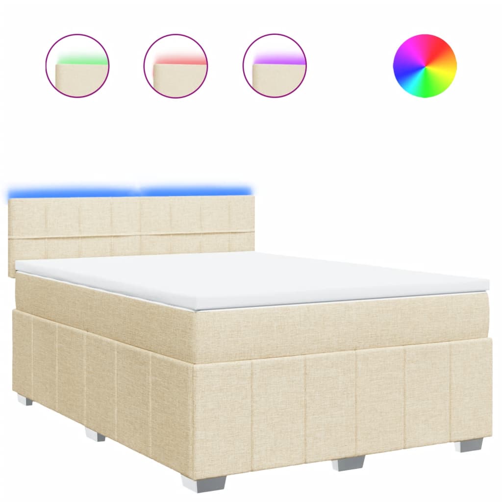 Sommier à lattes de lit avec matelas Crème 140x200 cm Tissu - XIOS