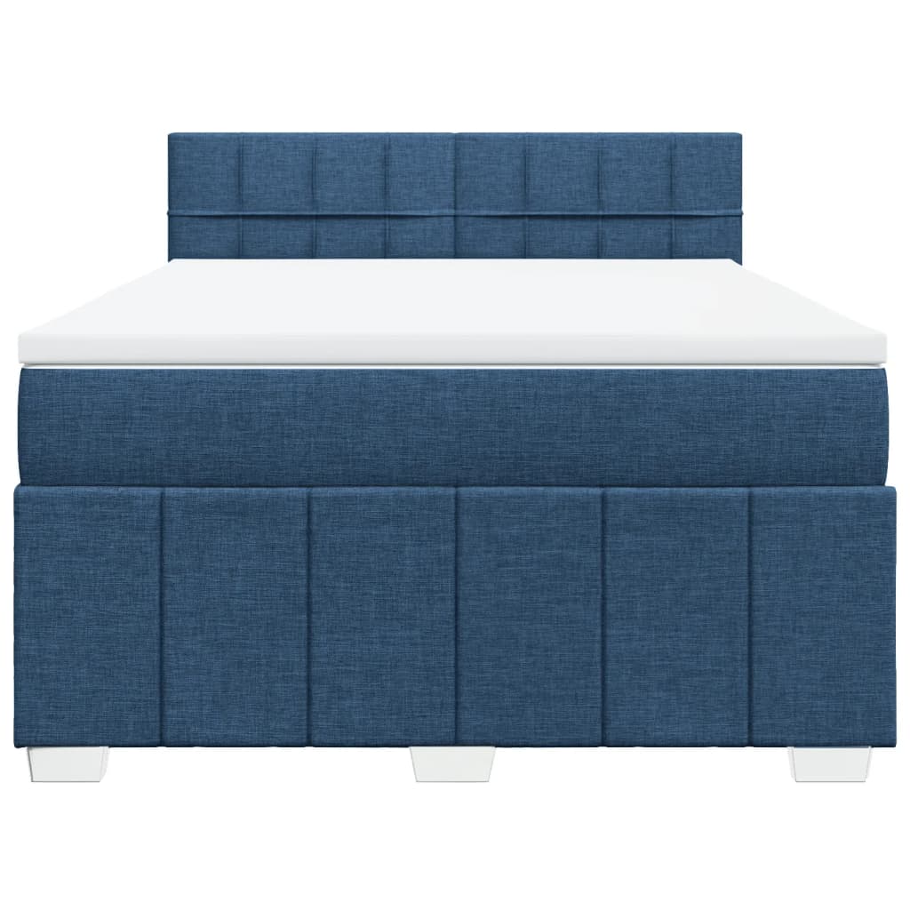 Sommier à lattes de lit avec matelas Bleu 140x200 cm Tissu