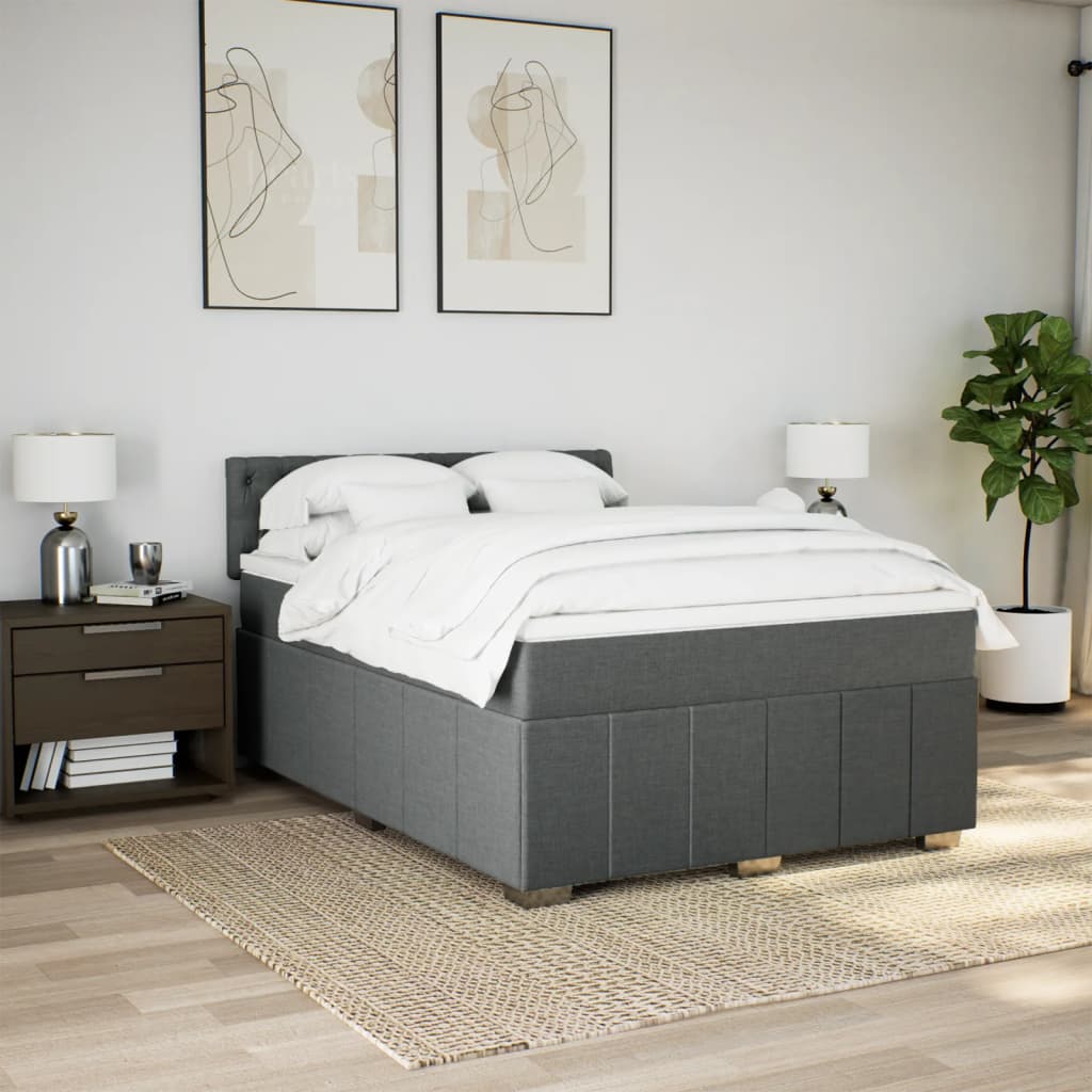Sommier à lattes de lit avec matelas Gris foncé 140x200cm Tissu - XIOS