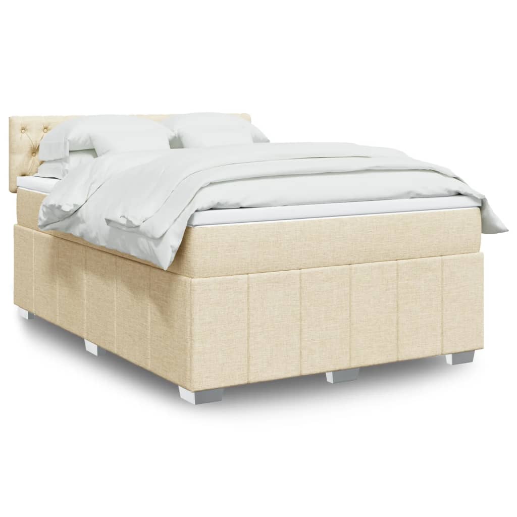Sommier à lattes de lit avec matelas Crème 140x200 cm Tissu - XIOS