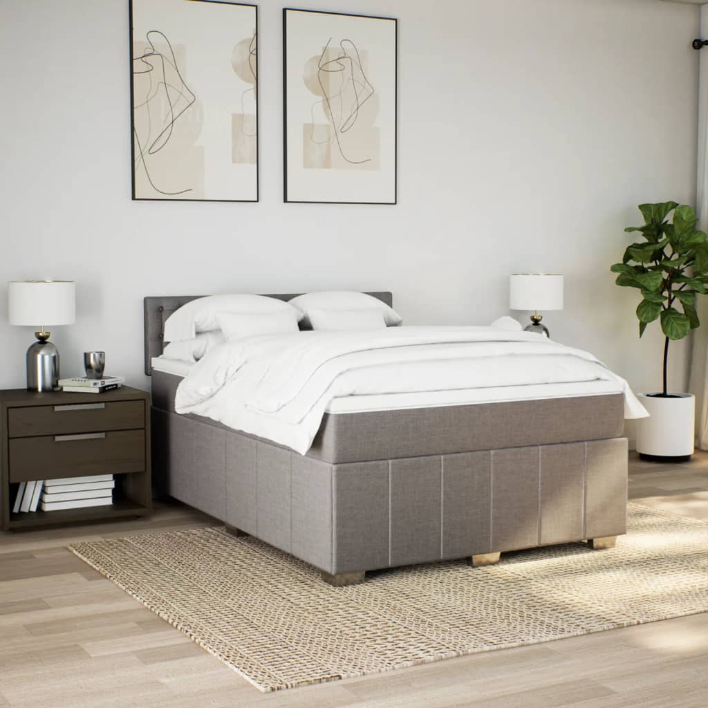 Sommier à lattes de lit avec matelas Taupe 140x200 cm Tissu - XIOS