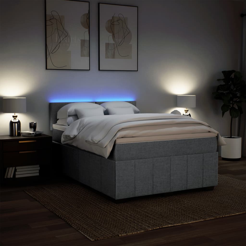 Sommier à lattes de lit avec matelas Gris clair 160x200cm Tissu - XIOS