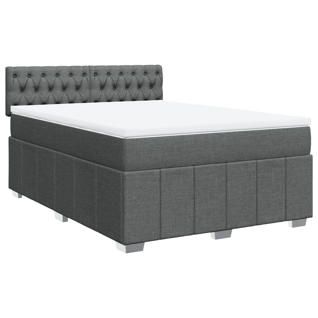 Sommier à lattes de lit avec matelas Gris foncé 160x200cm Tissu - XIOS