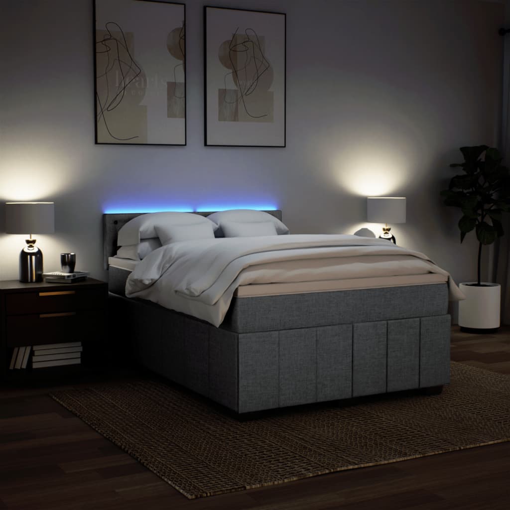 Sommier à lattes de lit avec matelas Gris clair 160x200cm Tissu - XIOS
