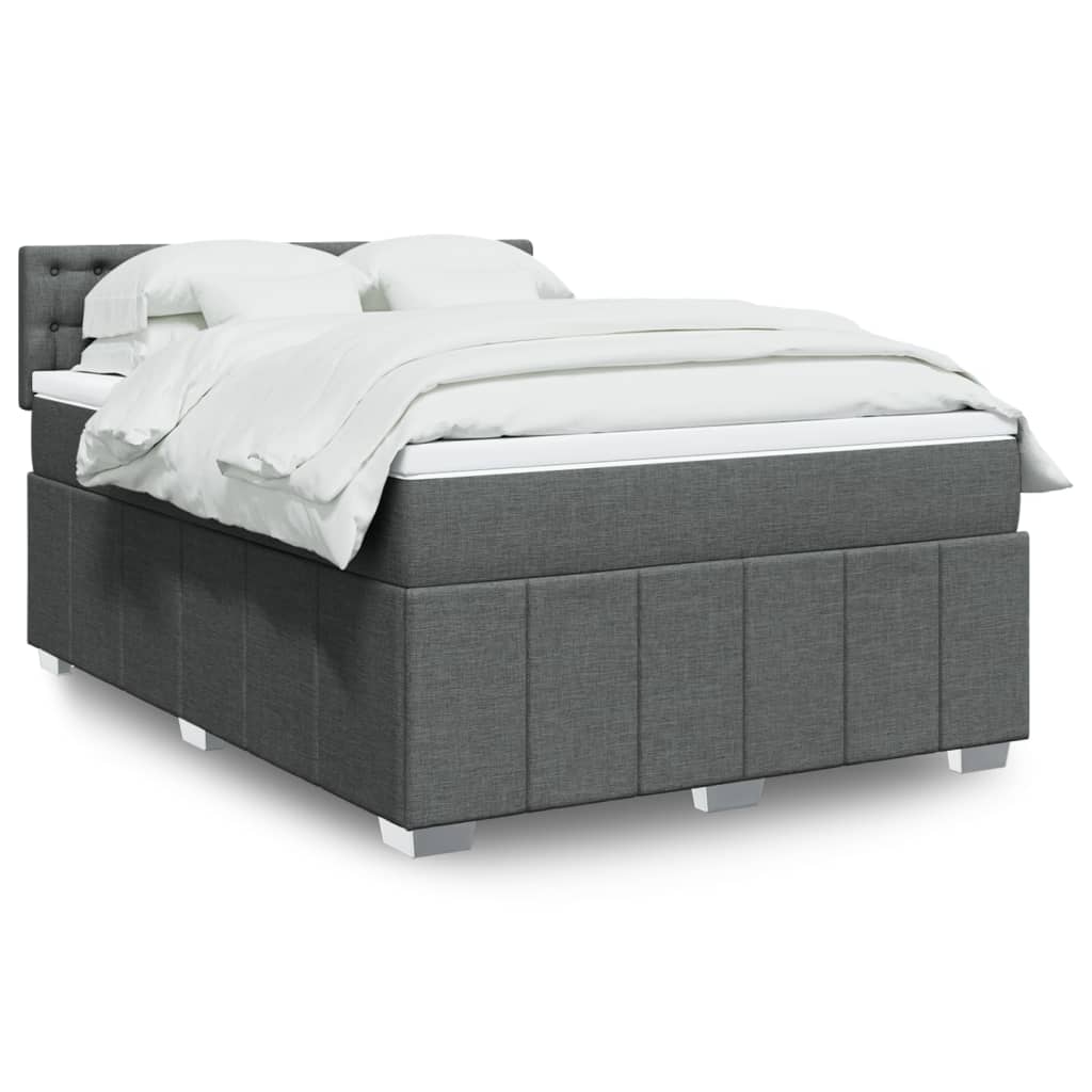 Sommier à lattes de lit avec matelas Gris foncé 160x200cm Tissu - XIOS