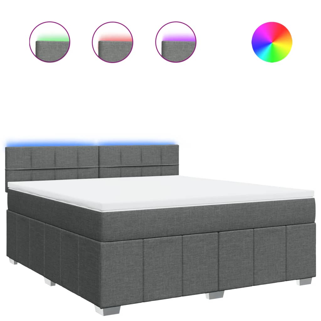 Sommier à lattes de lit avec matelas Gris foncé 180x200cm Tissu - XIOS