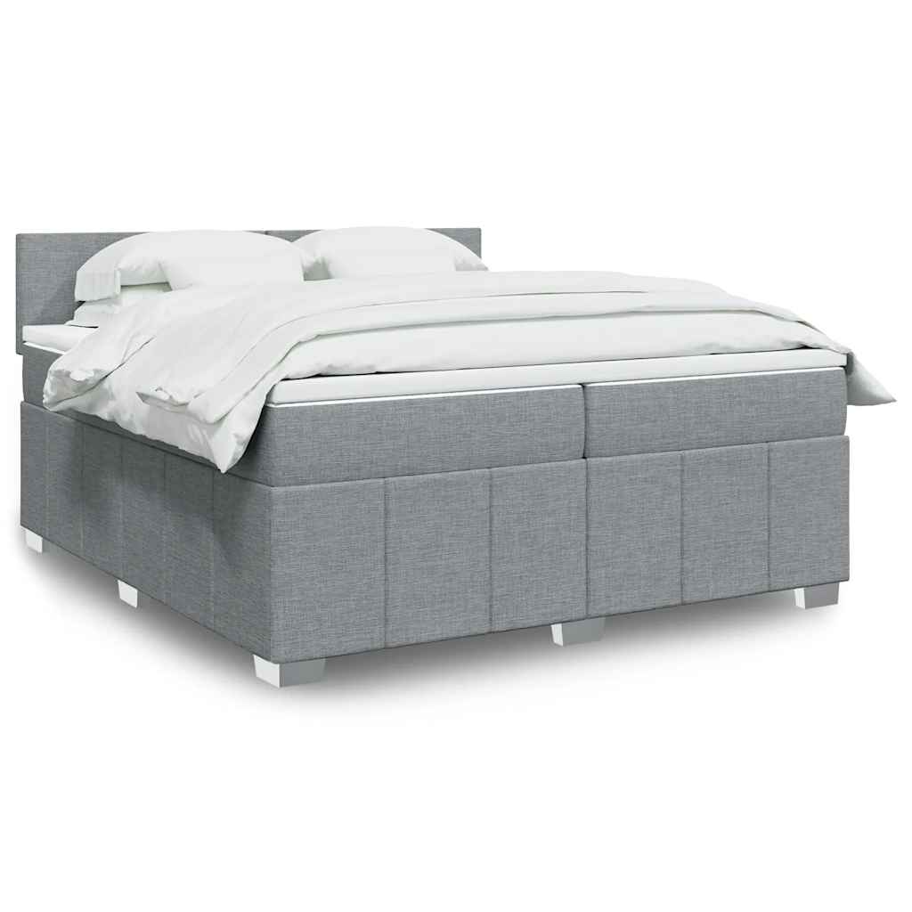 Sommier à lattes de lit avec matelas Gris clair 200x200cm Tissu - XIOS