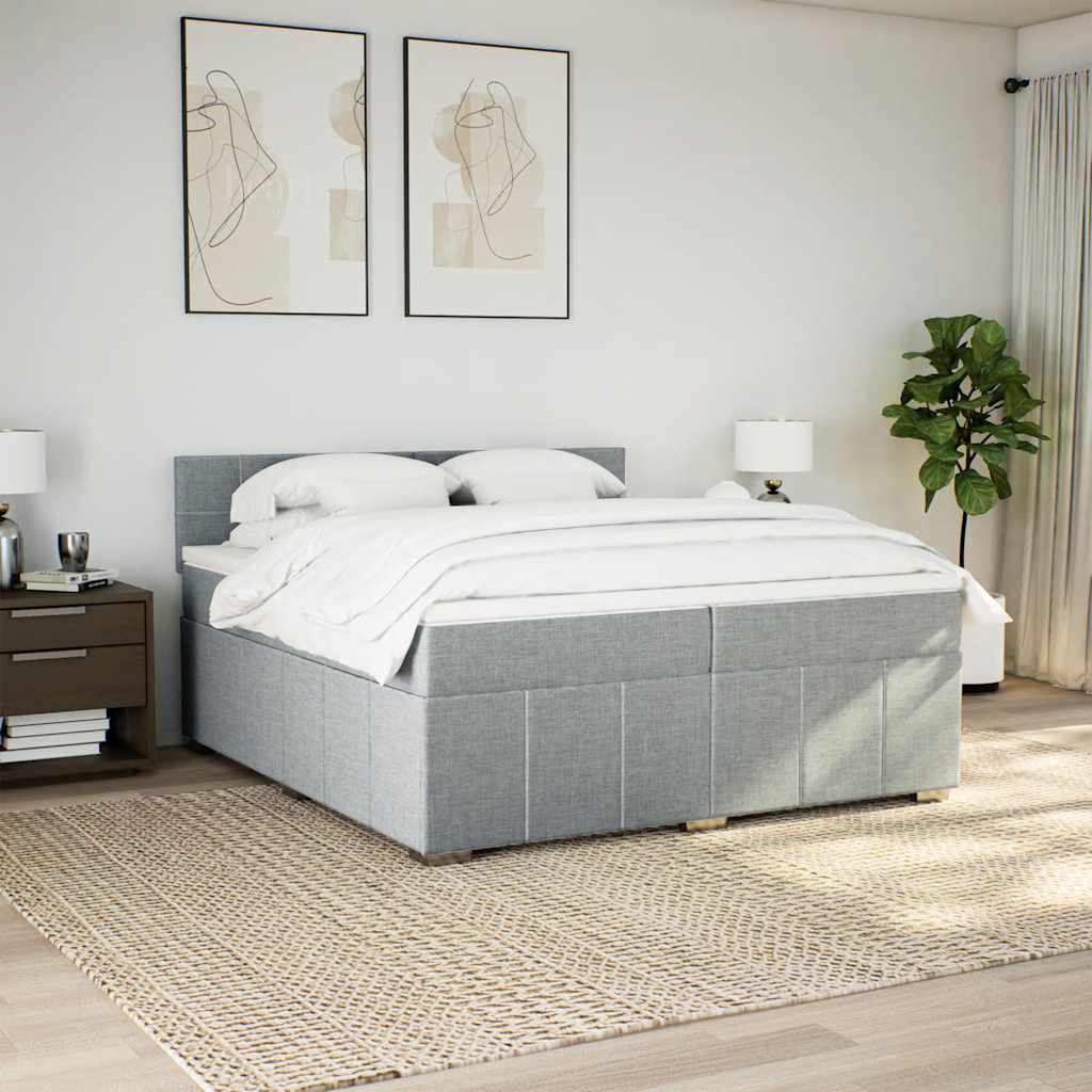 Sommier à lattes de lit avec matelas Gris clair 200x200cm Tissu - XIOS