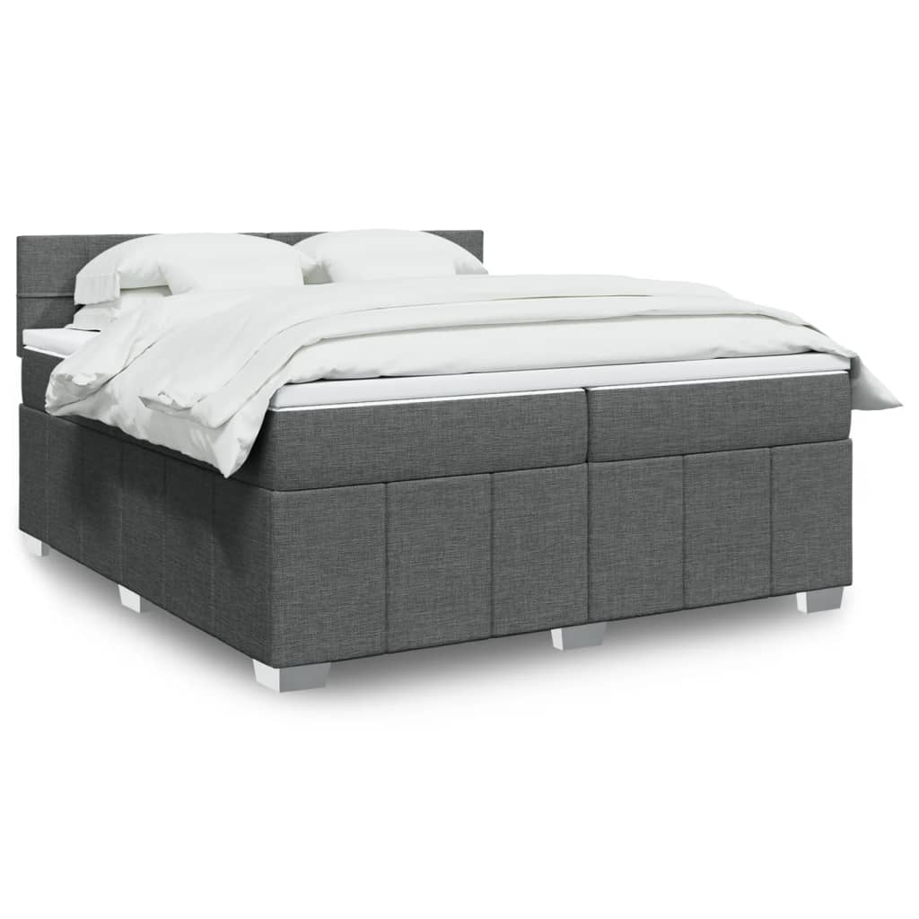 Sommier à lattes de lit avec matelas Gris foncé 200x200cm Tissu - XIOS