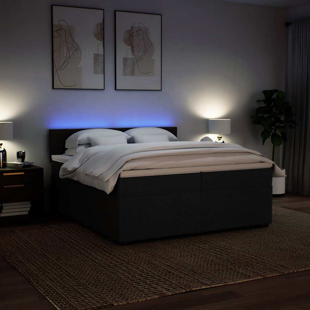 Sommier à lattes de lit avec matelas Noir 200x200 cm Tissu - XIOS