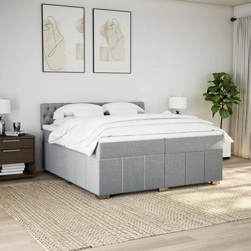 Sommier à lattes de lit avec matelas Gris clair 200x200cm Tissu - XIOS