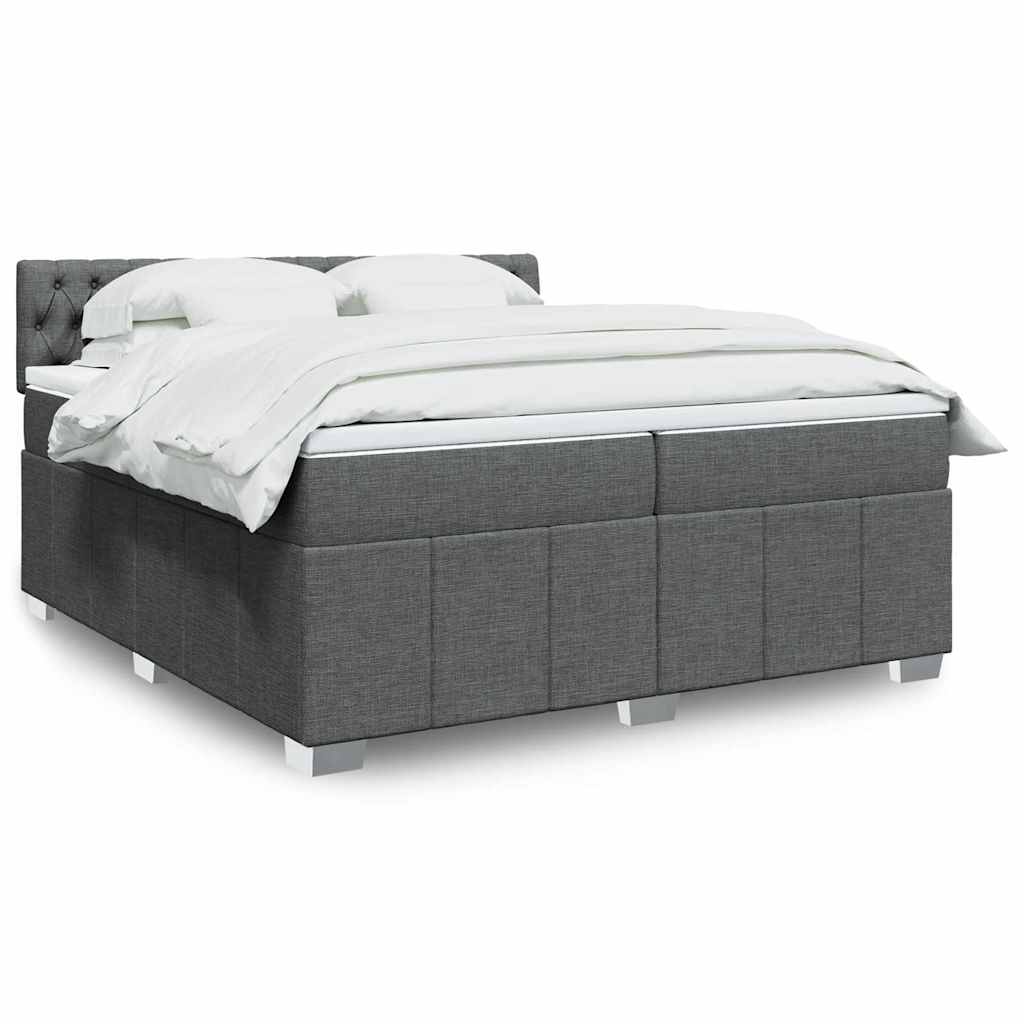 Sommier à lattes de lit avec matelas Gris foncé 200x200cm Tissu - XIOS