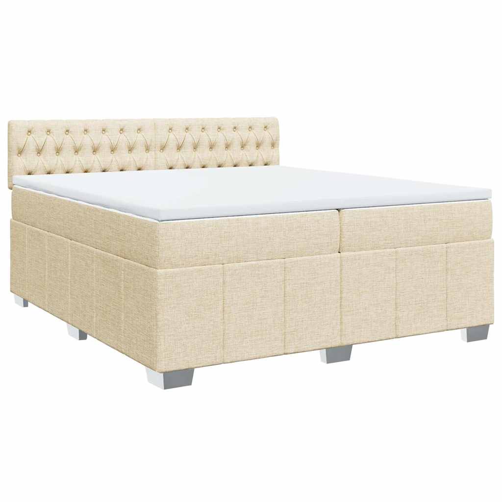 Sommier à lattes de lit avec matelas Crème 200x200 cm Tissu - XIOS