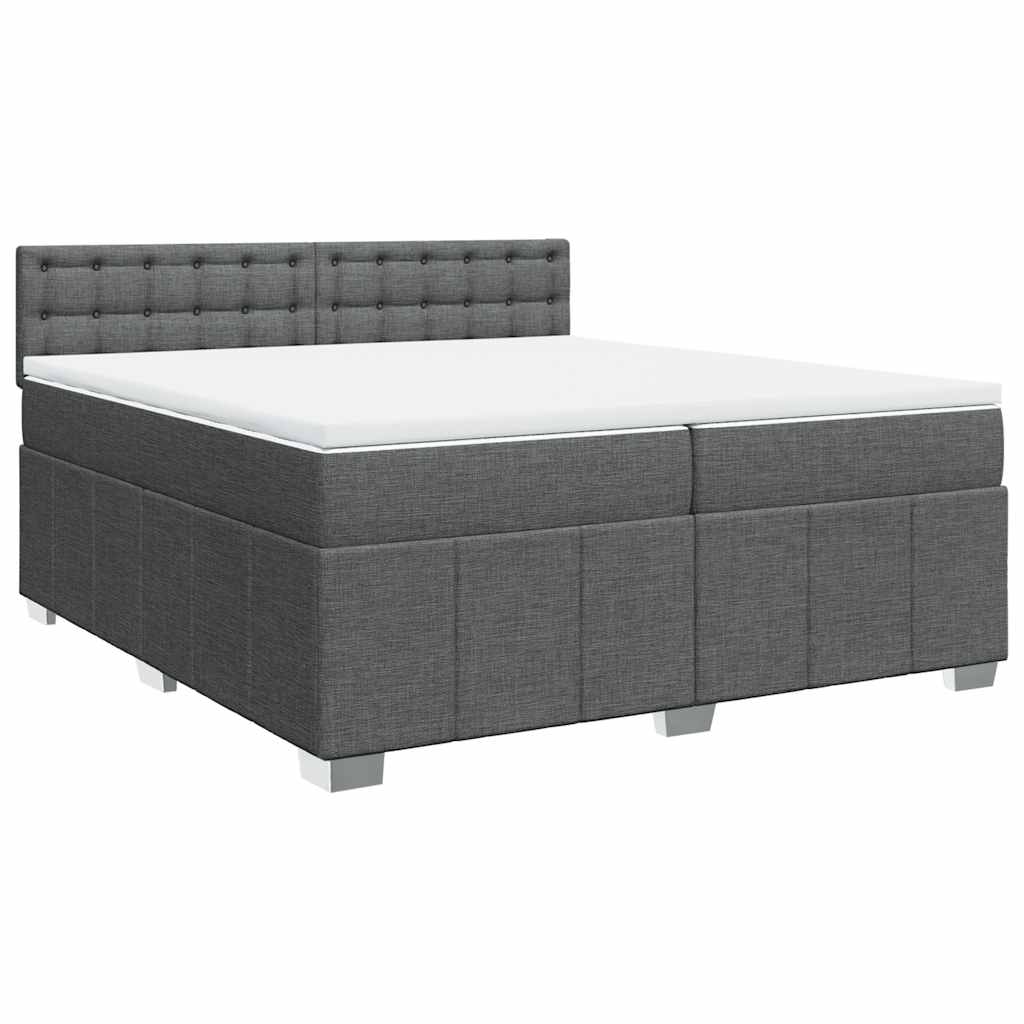 Sommier à lattes de lit avec matelas Gris foncé 200x200cm Tissu - XIOS