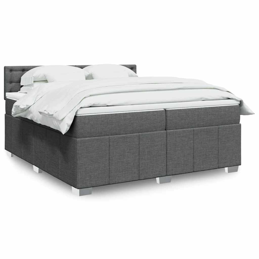 Sommier à lattes de lit avec matelas Gris foncé 200x200cm Tissu - XIOS