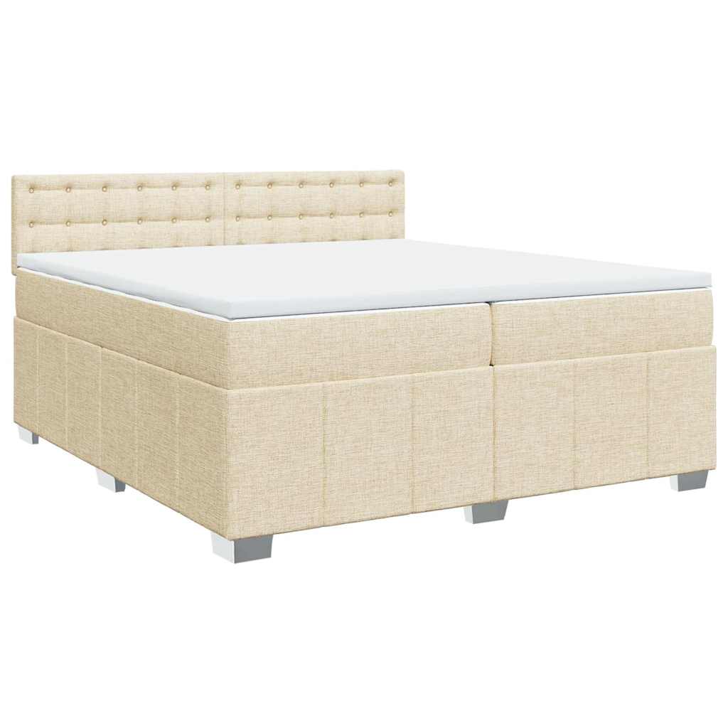 Sommier à lattes de lit avec matelas Crème 200x200 cm Tissu - XIOS