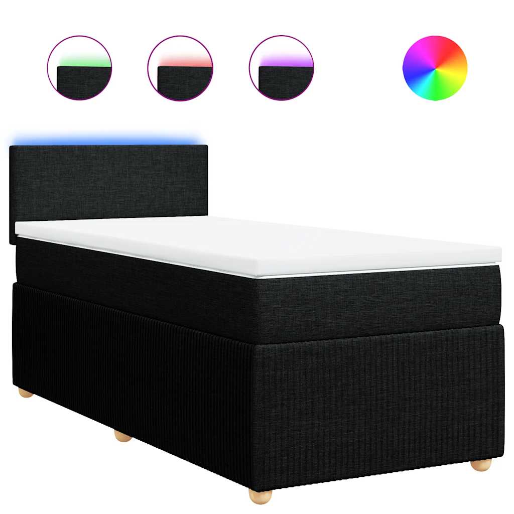Sommier à lattes de lit et matelas Noir 80x200 cm Tissu - XIOS