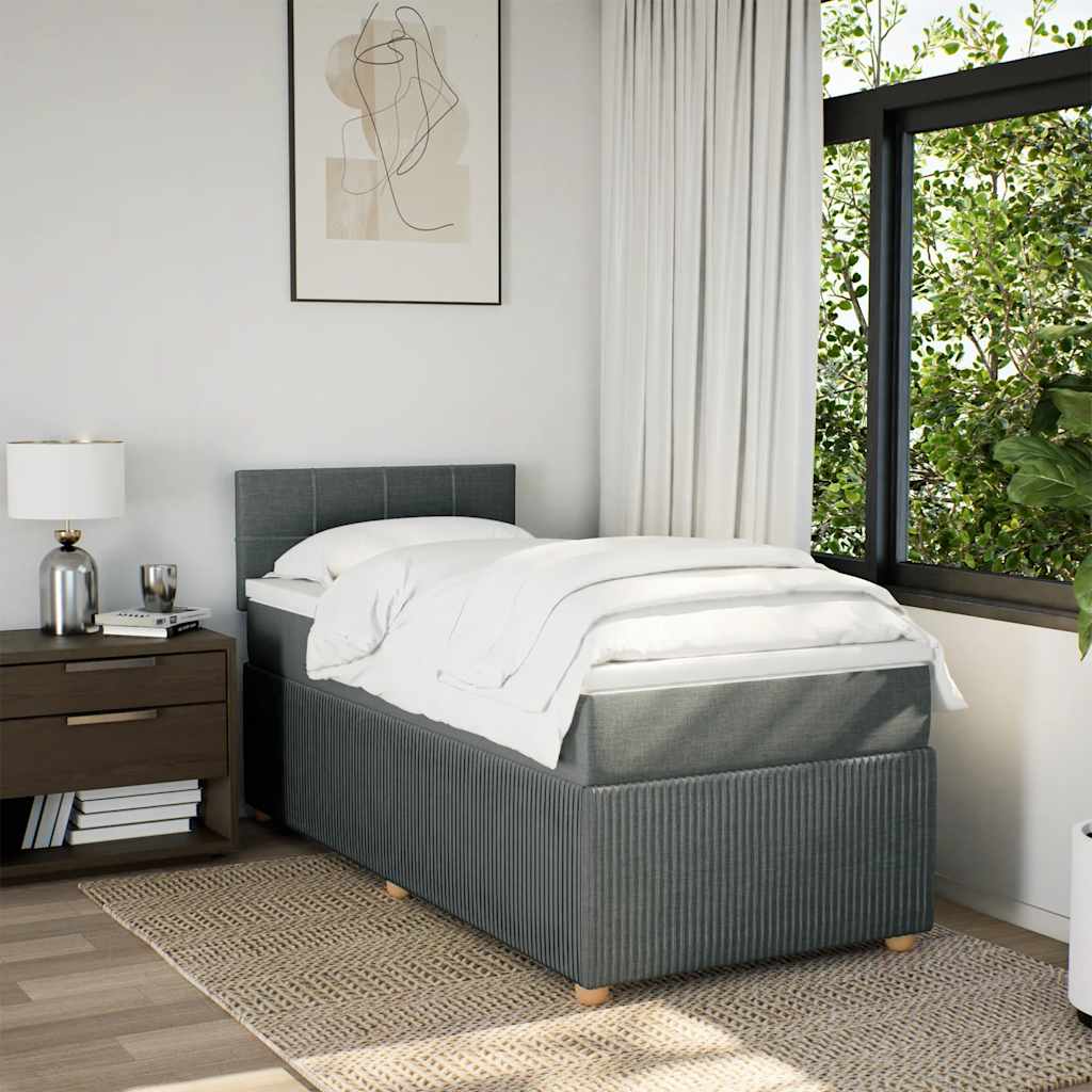 Sommier à lattes de lit avec matelas Gris foncé 80x200 cm Tissu