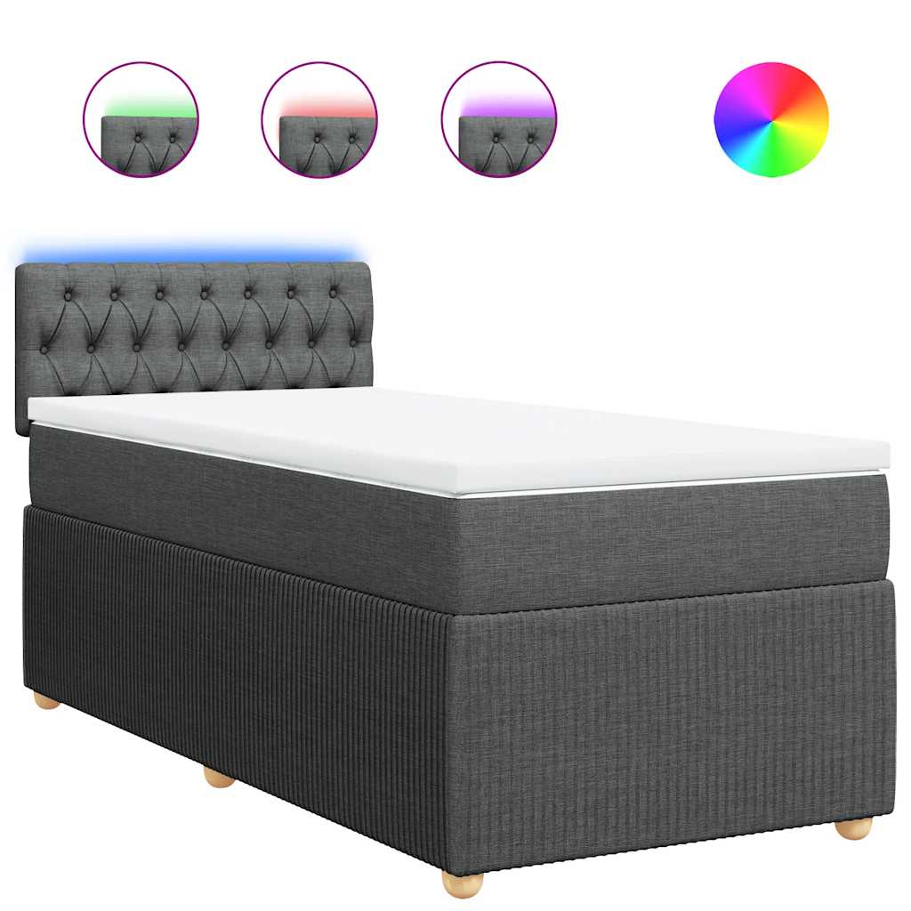 Sommier à lattes de lit avec matelas Gris foncé 80x200 cm Tissu - XIOS