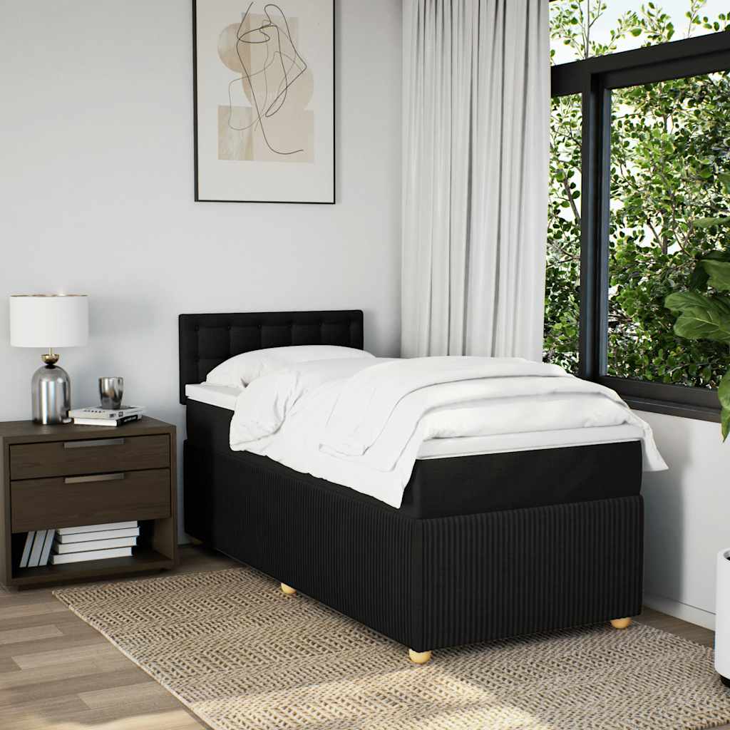 Sommier à lattes de lit et matelas Noir 80x200 cm Tissu - XIOS