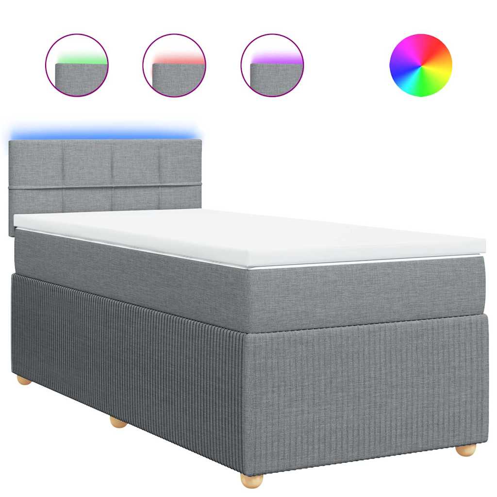 Sommier à lattes de lit et matelas Gris clair 90x190 cm Tissu - XIOS