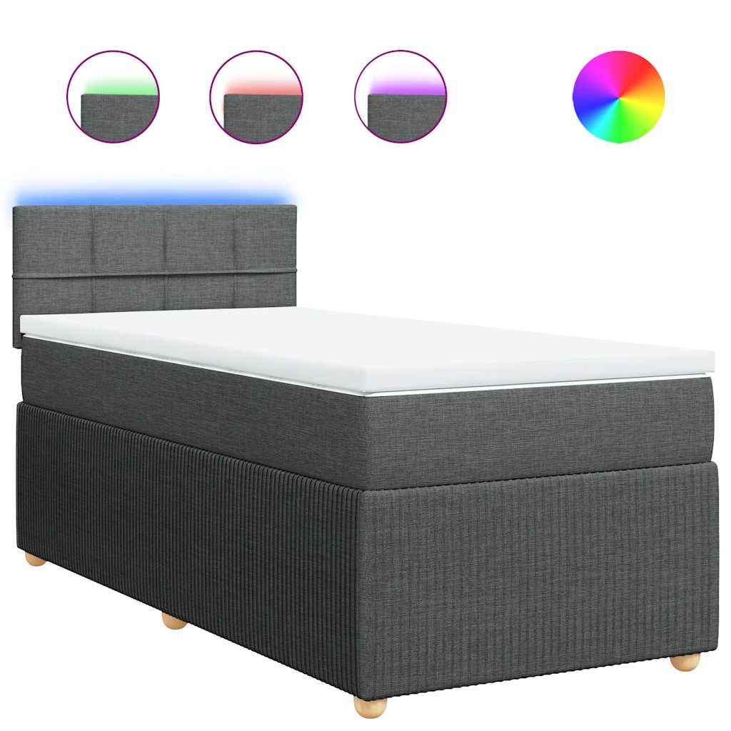 Sommier à lattes de lit et matelas Gris foncé 90x190 cm Tissu - XIOS