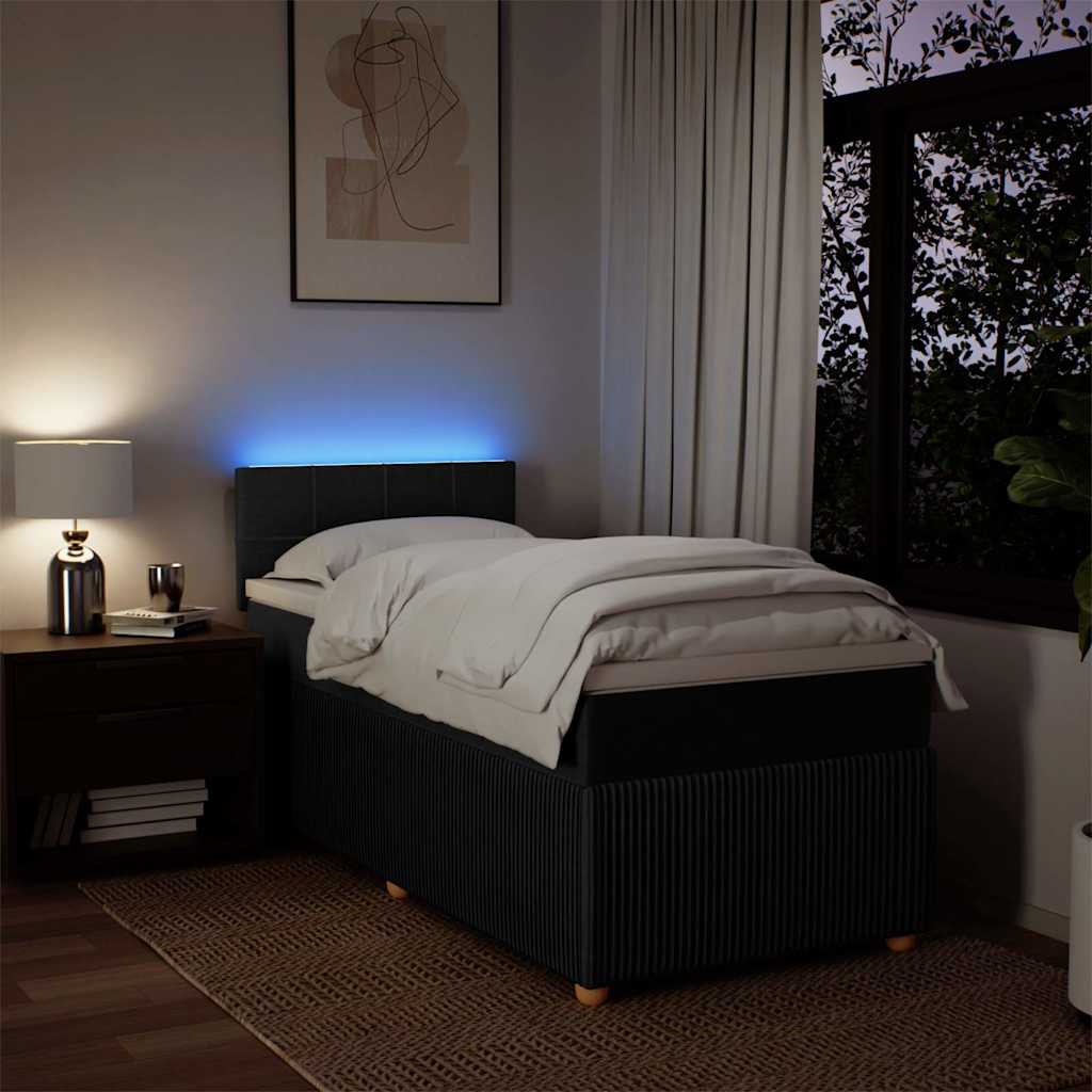 Sommier à lattes de lit avec matelas Noir 90x190 cm Tissu - XIOS