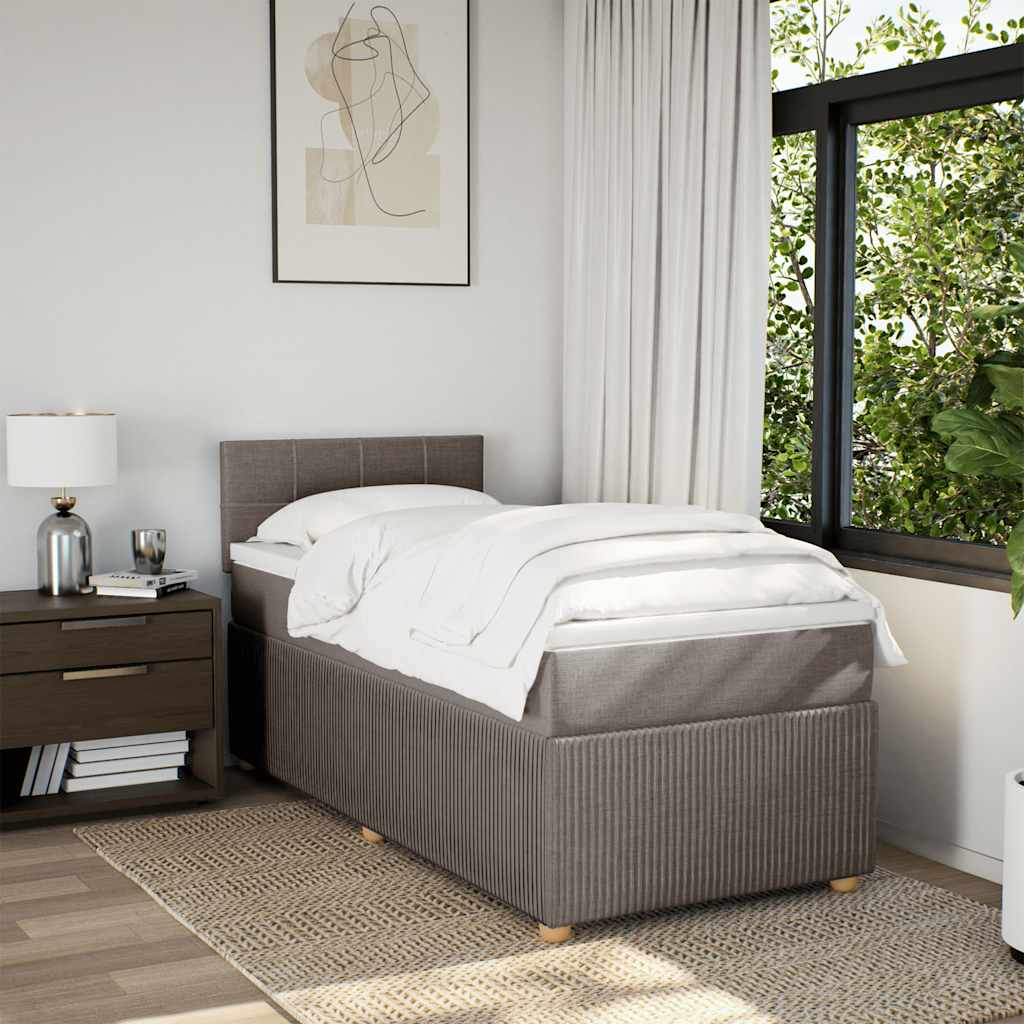 Sommier à lattes de lit avec matelas Taupe 90x190 cm Tissu - XIOS