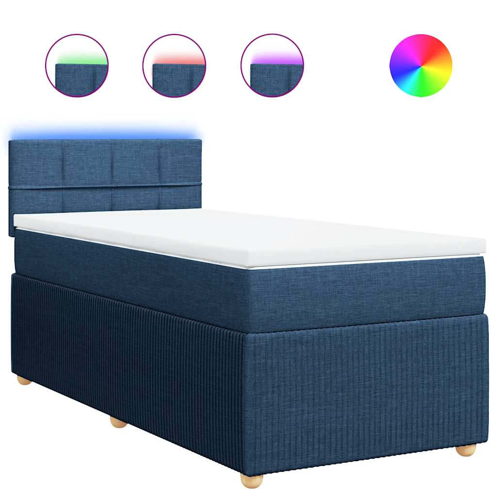 Sommier à lattes de lit avec matelas Bleu 90x190 cm Tissu - XIOS