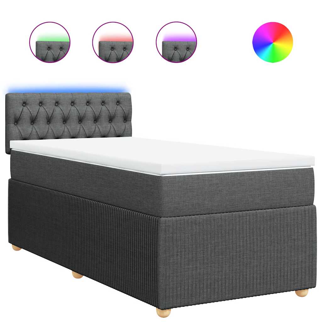 Sommier à lattes de lit et matelas Gris foncé 90x190 cm Tissu - XIOS