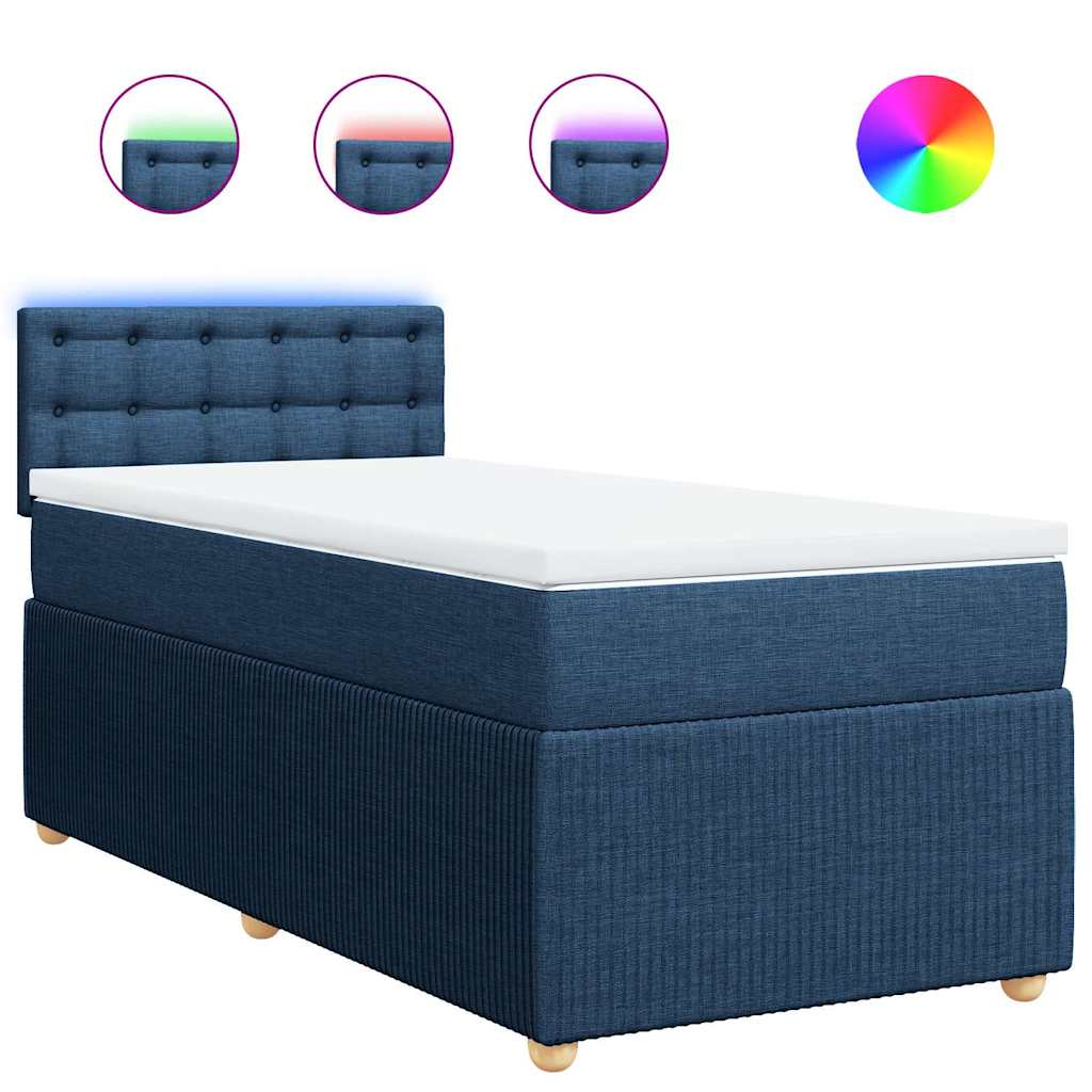 Sommier à lattes de lit avec matelas Bleu 90x190 cm Tissu - XIOS