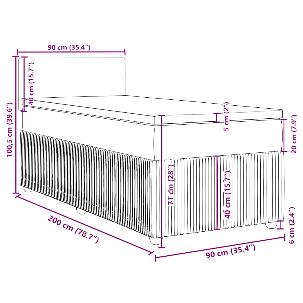 Sommier à lattes de lit avec matelas Gris clair 90x200 cm Tissu