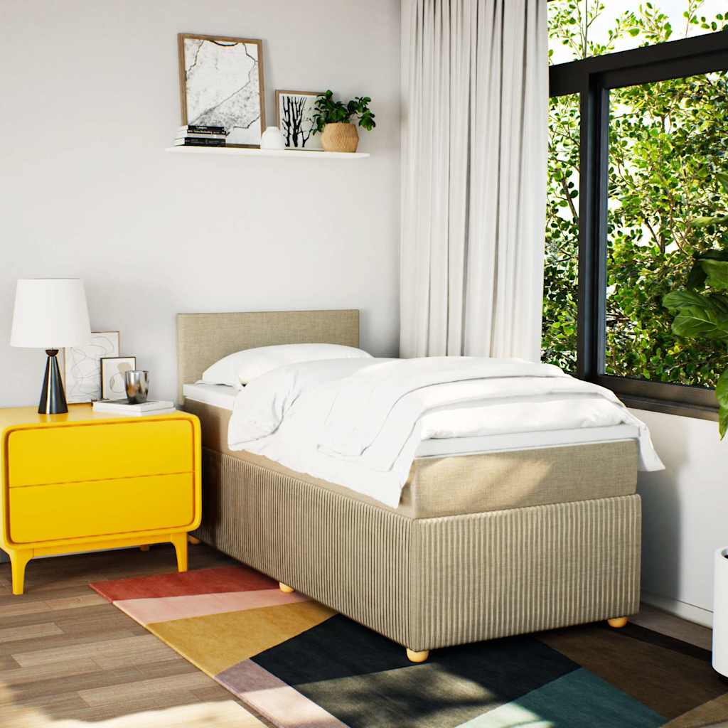Sommier à lattes de lit avec matelas Crème 90x200 cm Tissu - XIOS